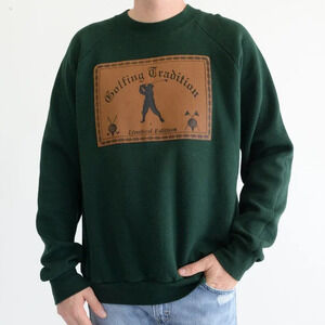 Vintage Fruit Of The Loom Green  "Golfing Tradition" made in U.S.A. Sweater